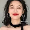 Brincos de Argola Lisos de Camada Dupla para Mulheres, Luxo Leve, Nicho, Estilo de Ponta, Fazem o Rosto Parecer Menor, Brincos Exagerados, Presente para Namorada ou Melhor Amiga, Dropshipping do Tiktok