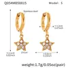 Miduoduo Joyería Europea y Americana Acero Inoxidable Estrella de Cinco Puntas Completamente Diamantados Zirconia Pendientes Chapados en Oro Real de 18K Elegantes Pendientes de Moda