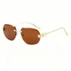 Nuevas Gafas de Sol Retro Ovaladas Sin Marco Bordes Cortados Súper Ligeras para Conducir Salidas Pesca Gafas de Sol de Moda Versátiles