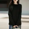 Nueva colección otoño/invierno: Suéter de punto 100% lana pura, mangas largas tipo murciélago, color liso, corte holgado, estilo casual, moderno para el trabajo