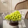 Prato de Frutas Alto em Forma de Flor Estilo Luxo Leve para Uso Doméstico, Prato para Bolo e Sobremesa, Bandeja para Chá de Frutas Secas, Bandeja Drenante, Prato de Doces, Bandeja de Lanches