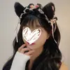 Collar con diadema y cascabel con orejas de gato sexy, bonito tocado de lolita, diadema con lazo de encaje, tarjeta para el cabello de celebrante de Internet