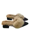 Pantuflas de Lana y Algodón con Punta Aguda Estilo Británico Retro 2025 Otoño e Invierno Nuevas Diarias de Suela Suave para Ponerse sin Cordones