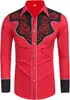 Moda Masculina Transfronteriza Nueva Camisa Estampada Estilo Oeste Americano Camisa Suelta de Manga Larga Estampada