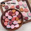 Cuentas de Acrílico Estilo Japonés Corazón Fresco a Cuadros para Colgante de Llavero Cadena de Teléfono Accesorios Versátiles