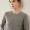 Suéter de Cachemira con Cuello Redondo para Mujer, Jersey Holgado de Otoño e Invierno, Top de Punto de Lana de Color Sólido con Mangas Largas, Suéter Básico para Capa Interior