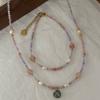 Pink Redstone Freshwater Pearl Colar Nicho High-end Sense Woolen Chain Acessórios Fresh All-match Love Clavicle Chain