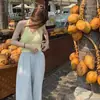 Camisola pequeña para llevar por fuera, top corto strapless de chica atractiva, espalda bonita, verano para mujer, sentido del diseño, cordones, cuello halter, camiseta sin mangas de punto como capa base