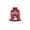 Nueva Bolsa de Regalo de Algodón a Cuadros Rojos de Navidad con Bolsillo de Cordón para Empaquetar Dulces y Galletas Set de Bolsas de Regalo de Algodón Navideñas Al Por Mayor