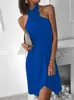 Ebay Amazon 2025 Verão Novo Vestido Feminino Sexy Pescoço Solto Irregular Casual Vestido de Praia