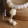 Pulsera de Cuerda de Mano Garra de Gato Carbón Raíz de Bodhi Niña Gato Jade Blanco Bodhi Color Tostado Lindo Cuerda de Mano Nicho