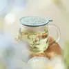 Taza de Té de Vidrio, Taza, Taza con Separador de Té y Agua con Asa y Tapa, Taza Doméstica de Alto Borosilicato