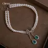 Collar Ovalado de Perlas con Cuentas de Doble Capa, Estilo Corte Francés, Cadena Elegante para Clavícula, Gama Alta, Lujo Ligero, Joyería de Nicho