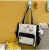 Mochila de Grande Capacidade com Bolinhas Color-blocking Mochila Fofa para Check-ins e Fotos Bolsa Escolar de Alto Valor Bolsa para Cursinho Bolsa de Ombro Único