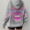 2025 Nueva Moda Transfronteriza Alas Ricas y Brillantes y Estampado de Flores Sudadera Digital Casual Holgada