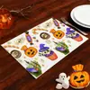 Serie de Halloween Transfronteriza Tela Cuadros Manteles Individuales, Manteles Individuales, Sala de Estar, Mesa de Comedor Occidental, Decoración de Cafetería, Aislamiento Térmico Personalización