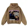 Sudadera con Capucha Oversize Estampado Batik de Cantante Estrella Peso Pesado Otoño e Invierno 420g Transfronteriza