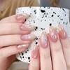 Uñas Portátiles Puras Hechas a Mano, de Gama Alta, Deslumbrantes Hielo-Transparente Ojo de Gato Diamantes Triturados, Lujo Ligero, Puro Deseo, Manicura Dulce y Fresca, Uñas Postizas Removibles