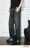 Jeans Masculino Americano High Street Lavado Azul Escuro Outono e Inverno Tendência Solto Novo Calça Casual Desgastada Levemente Flare Reto
