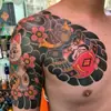 Adesivo de Tatuagem Meio Braço Estilo Japonês Colorido Flor no Peito Braço Impermeável Duradouro Realista Não Refletivo