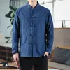 Nueva Camisa de Lino Estilo Chino Ropa para Hombre Estilo Chino Elemento Chino Talla Grande Abrigo Algodón y Lino Hebilla Túnica Dao Ropa Han