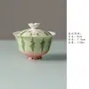 Gaiwan de cerámica con sandía pintado a mano Miyan para mujeres, taza de té antiquemaduras, taza de té, juego de té Kung Fu, gaiwan de color bajo vidriado