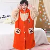Pijama infantil com capuz para outono e inverno, flanela, para meninos e meninas, desenho animado fofo, roupão soltinho, roupão de casa de lã coral para bebê