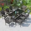Mesa y Silla de Exterior Patio Terraza al Aire Libre Impermeable Protector Solar Tejido de Ratán Combinación de Sillas de Ratán Casa de Huéspedes Jardín Muebles de Exterior para Ocio