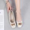 Sapatos Femininos Rasos Planos Estilo Chanel Transfronteiriços 2026 Novo Bico Quadrado Fivela de Metal Solado Macio Slip-On Versátil Sapatilhas Femininas