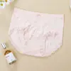 Ropa interior de mujer de cintura media, alta elasticidad, sin apretar, con ribete de encaje, ligera, cómoda, transpirable, sin costuras, bragas tipo triángulo, shorts con refuerzo antibacteriano