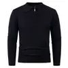Moda de Punto Transfronteriza 2025 Nueva Primavera, Otoño e Invierno para Hombres, Suéter de Punto Trendy con Media Cremallera para Capa Base