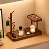 Novo porta-chaves de entrada estilo chinês, organizador de mesa para itens pequenos, bandeja de armazenamento para óculos, prateleira com gancho de madeira maciça