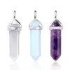 Colgante de Punta de Cuarzo Piedra Cristal Ágata Bala Columna Hexagonal Colgante de Collar Estilo Bohemio