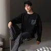 Pijama para adolescentes, conjunto casual de manga larga con dibujos animados para hombre, primavera y otoño, ropa para dormitorio de estudiante de secundaria, ropa de estar para otoño e invierno, conjunto de dos piezas