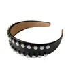 Diadema Ancha Tachonada Estilo Europeo y Americano para Mujeres, Diadema de Cuero de Corona Alta, Accesorio para el Cabello Único y Elegante