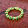 Pulsera para mujer de oro vietnamita con cuentas de ágata de imitación de microexplosión al por mayor y flor hueca chapada en oro