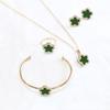 Collar y pulsera con colgante de cuatro piezas de flor de ciruelo de fritillaria negra de doble cara CDD, anillo y trébol de cuatro hojas, suministro de comercio exterior