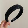 Otoño e Invierno nuevo estilo Chanel diadema de esponja de ala ancha tejida de lana diadema alta para la parte superior del cráneo horquilla para lavar la cara con lentejuelas tocado