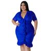 N7816 Roupas femininas plus size europeias e americanas Amazon Novas camadas de malha Transparente Camada dupla Babados Vestido sexy