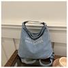 Estilo Coreano Ins Letras Bordadas Denim Moda Clase Clases Bolso Americano Hombro Mano Tote Bag Bolso de Mujer