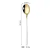 Acero inoxidable 304 estilo coreano cuchara cuchara de postre Tenedor café mango largo cuchara para mezclar vajilla occidental creativa se puede imprimir logo