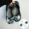 Zapatos Vintage Perforados con Abalorios de Alta Resistencia, Decoraciones de Flores Plateadas Perla, Hebillas de Zapato de Lujo y Accesorios para Zapatos de Ballet
