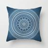 Capa de Almofada Mandala Couro Pêssego Estampa Geométrica Porcelana Azul e Branca Abstrata Capa de Almofada para Sofá Almofada de Cintura para Escritório