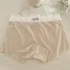 Shorts de Segurança Sem Costura de Seda Gelada Novo Estilo Anti-Exposição Feminino Duas em Um Verão Fino Peça Única Boxer de Cintura Média
