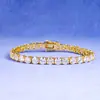 Pulseira de Moissanita 5mm para Meninas, Corrente Tennis Clássica com Cravação Completa de Quatro Garras, Joia de Mão Masculina Transfronteiriça, Fabricante de Origem Dropshipping
