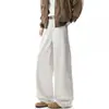 Pantalones Cargo Holgados de Pierna Ancha de Estilo Americano de Gama Alta Versátiles con Sentido de Diseño Patchwork Versátiles Holgados Casuales Pantalones de Corte Limpio