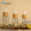 Em estoque Pequena Capacidade 15ml-30ml Original Anel de Bambu Frasco de Ombro Plano Esfoliante Líquido Frasco Conta-gotas de Óleo Essencial
