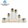 En stock tapa esférica de fondo grueso set de botellas cosméticas 100 ml botella para esencia y emulsión 50 g botella para crema botella de vidrio sub-empaque