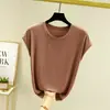 Camiseta modal de manga curta para o verão de 2023, roupa íntima, tamanhos grandes, camiseta de manga meia-manga, top fino, estilo ocidental, blusa básica afinar