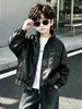 2394 Chaqueta de Cuero de Otoño para Niños 2026 Nuevo Estilo de Moda Chaqueta de Cuero PU para Niños Chaqueta de Motocicleta Fresca para Bebé de Primavera y Otoño